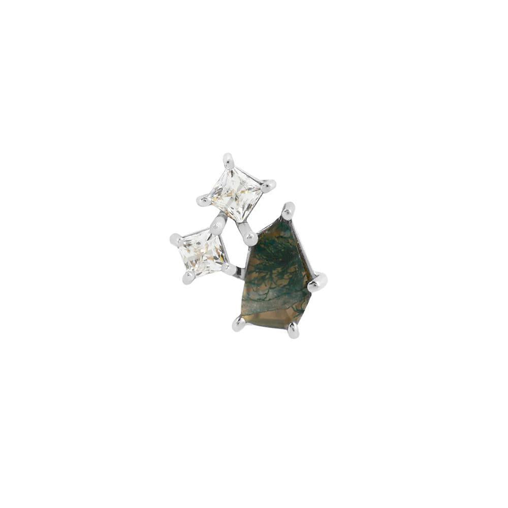 Buddha | 14k gold | Lyra | Moss Agate + CZ