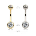 Invictus | 14k gold | Double Round Bezel Clear CZ Navel Curve | 14g 7/16