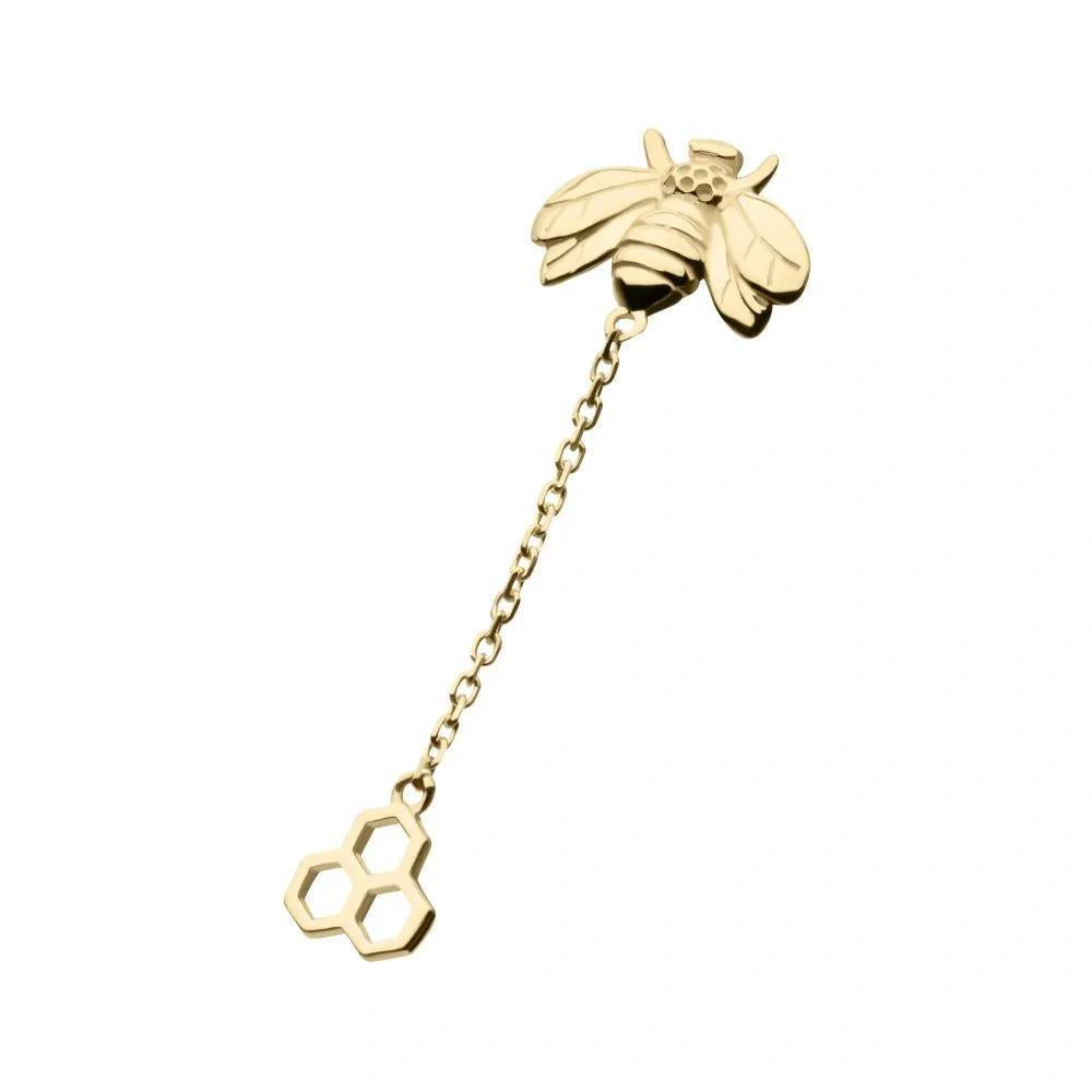 Invictus | 14k gold | Bee with Honeycomb Dangle