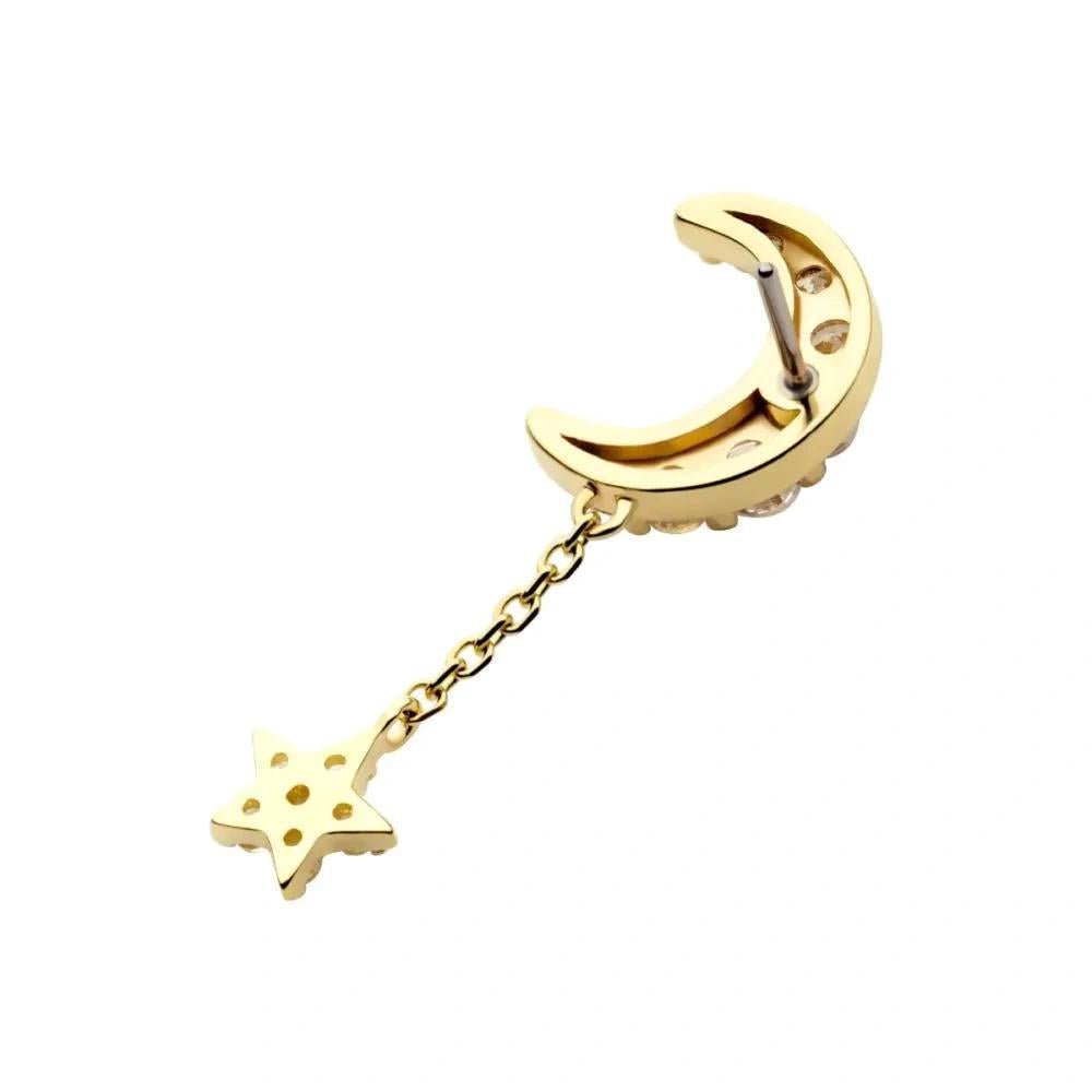 Invictus | 14k gold | Pave Set Moon with Star Drop | CZ