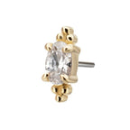 Invictus | 14k gold | Prong Set Oval Gem with Tri-bead Top | CZ
