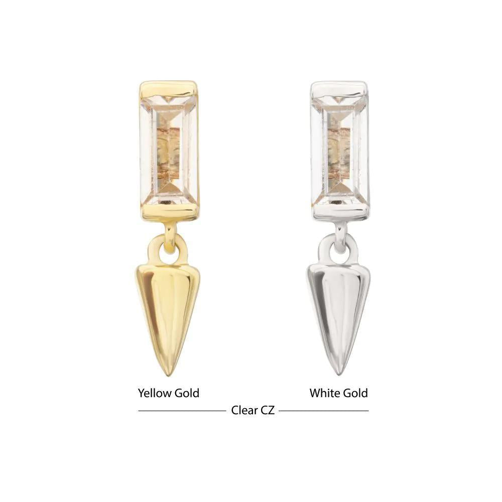 Invictus | 14k gold | Baguette with Spike Dangle | CZ