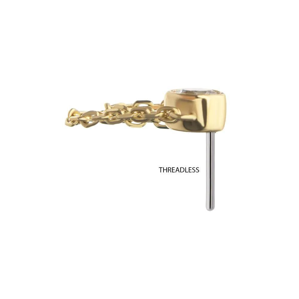 Invictus | 14k gold | Bezel Set Lab-Grown Diamond Top with 2 Tiered Chain Dangle | Lab-Grown Diamond