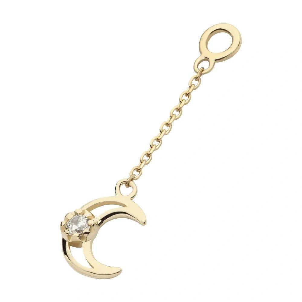 Invictus | 14k gold | Crescent Moon Dangle Charm | CZ