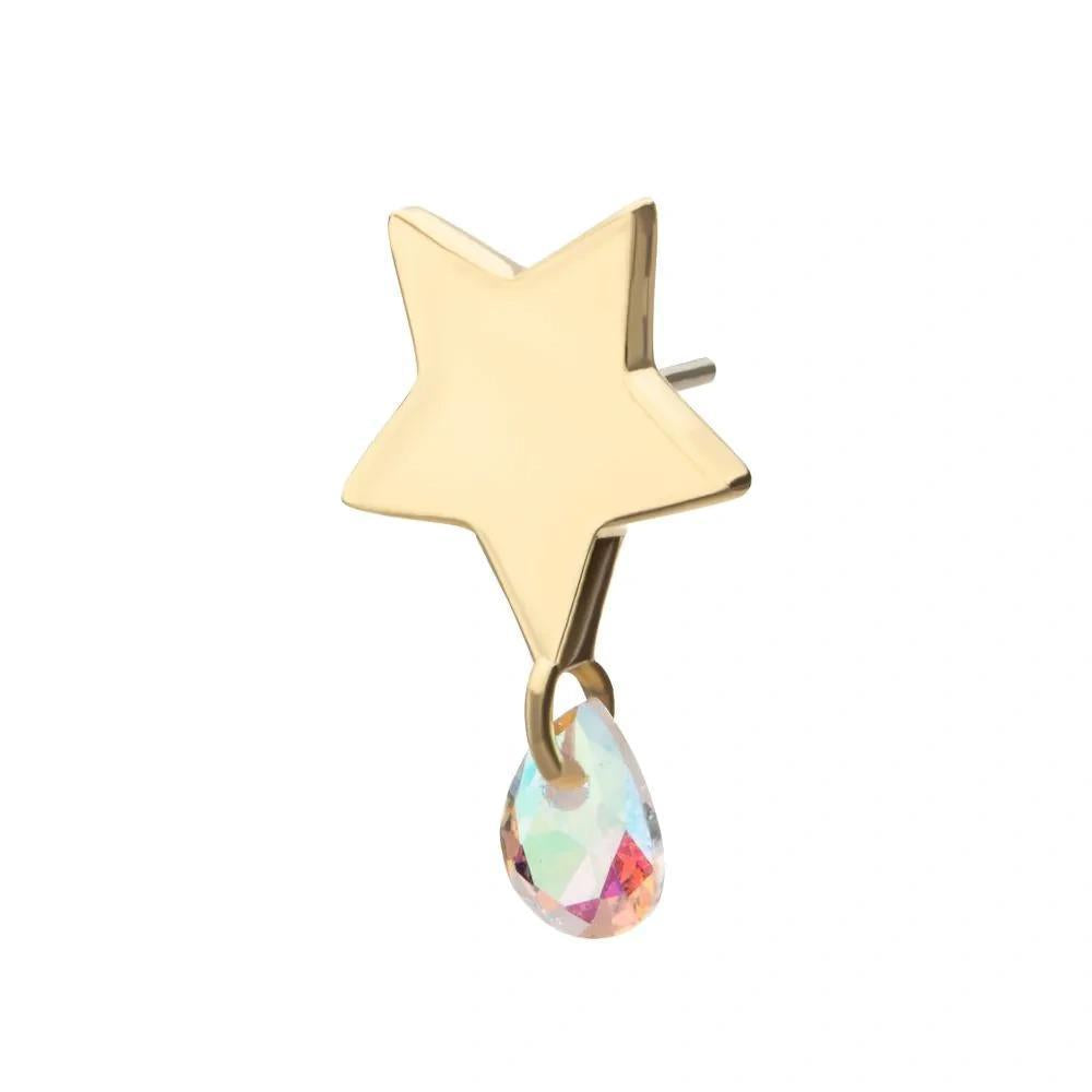 Invictus | 14k gold | Star with Pear Dangle | AB CZ