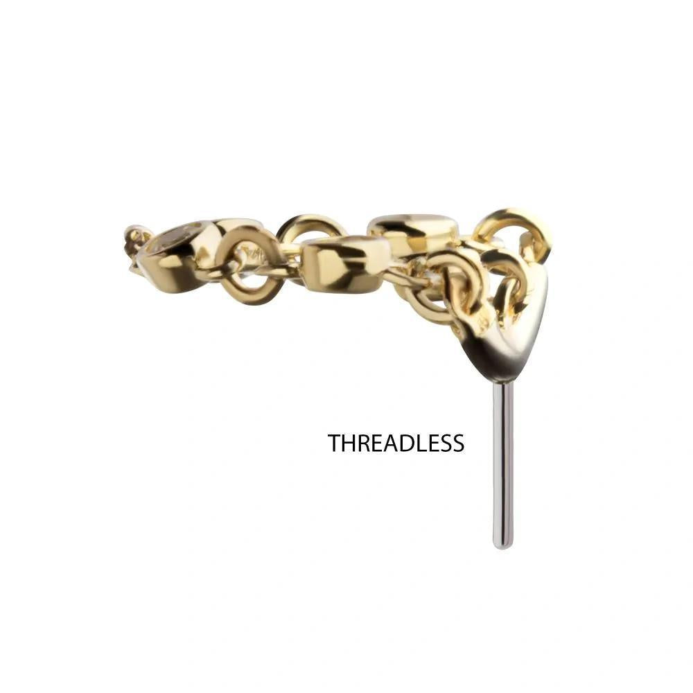 Invictus | 14k gold | Hidden Helix Curved Bar with Chain | CZ
