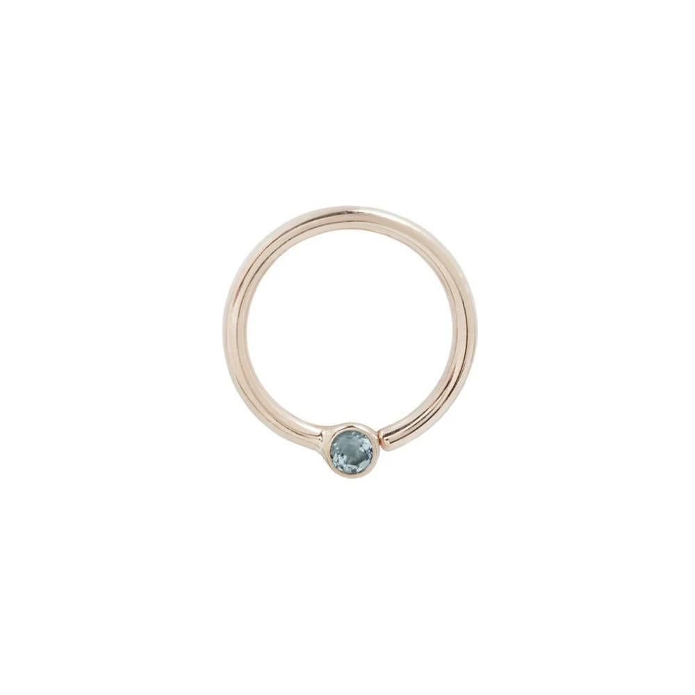 Buddha | 14k gold | Fixed Bezel Bead Ring | 2mm London Blue Topaz