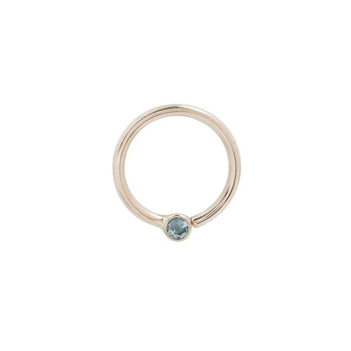 Buddha | 14k gold | Fixed Bezel Bead Ring | 2mm London Blue Topaz