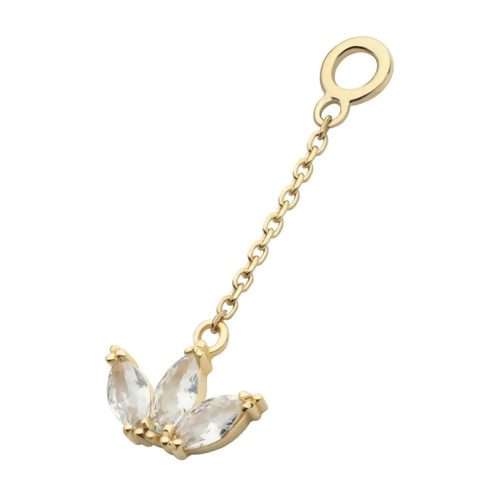 Invictus | 14k gold | 3-Cluster Marquise Dangle Charm | CZ