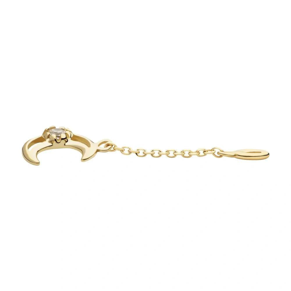 Invictus | 14k gold | Crescent Moon Dangle Charm | CZ