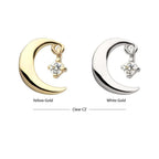 Invictus | 14k gold | Moon with Prong Set Dangle | CZ