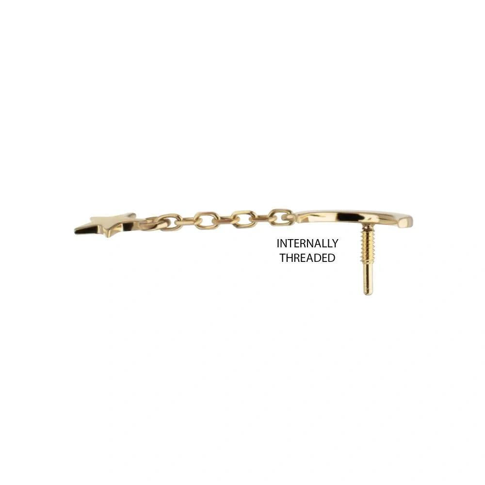 Invictus | 14k gold | Crescent Moon with Star Dangle