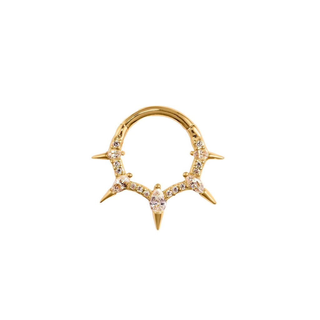 Buddha | 14k gold | Neoteric Hinged Hoop | Clear CZ