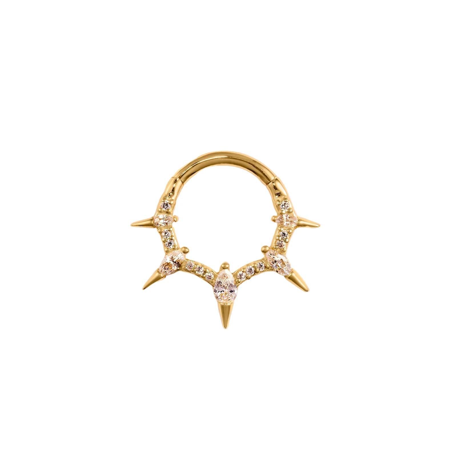 Buddha | 14k gold | Neoteric Hinged Hoop | Clear CZ