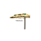 Invictus | 14k gold | Prong Set Emerald Gem Grove Leaf Top | Emerald CZ