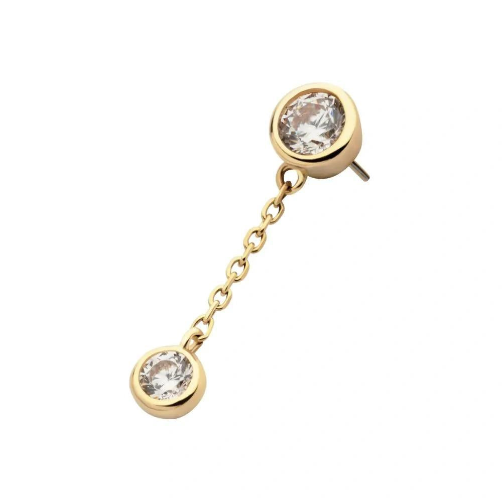 Invictus | 14k gold | Bezel Set with Dangle | CZ