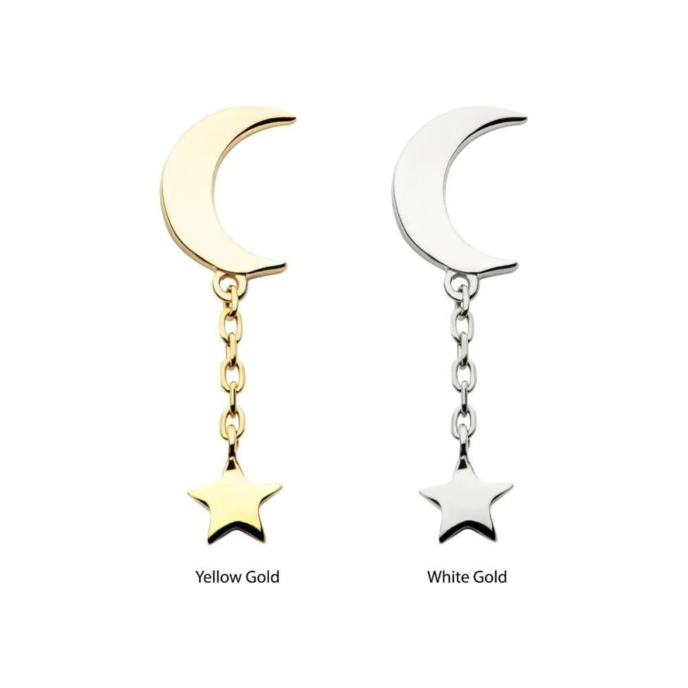 Invictus | 14k gold | Moon with Star Dangle