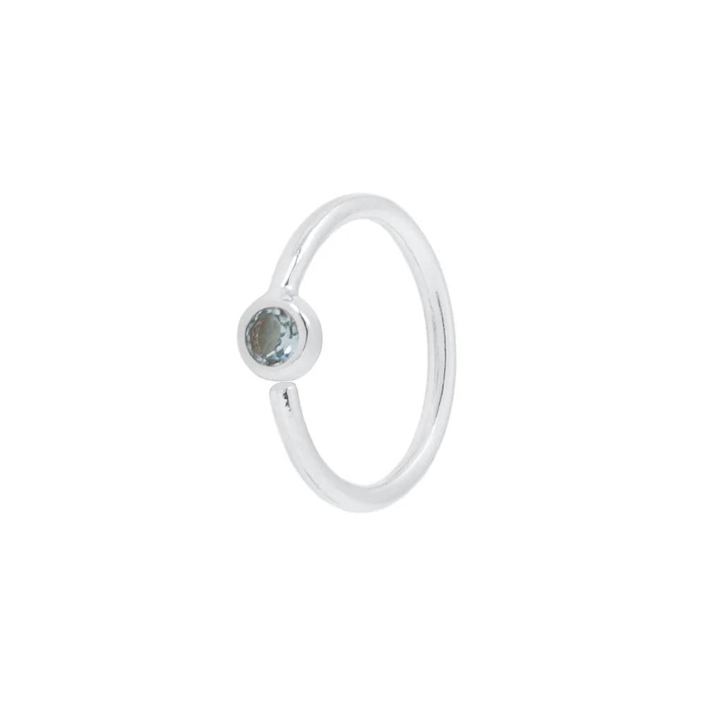 Buddha | 14k gold | Fixed Bezel Bead Ring | Side Set Facing | 2mm London Blue Topaz