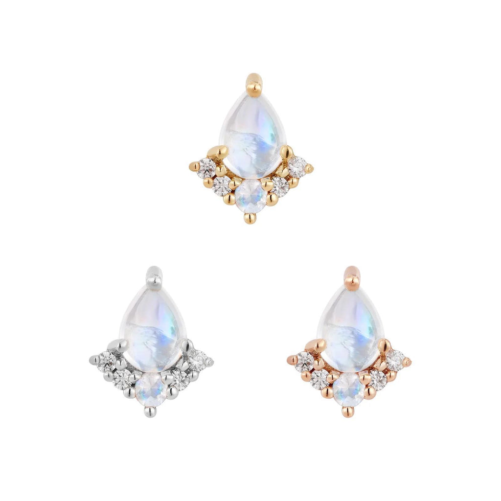 Buddha | 14k gold | Love Language | Rainbow Moonstone + CZ