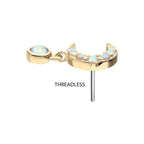 Invictus | 14k gold | Pave Set Moon with Dangle | AB CZ