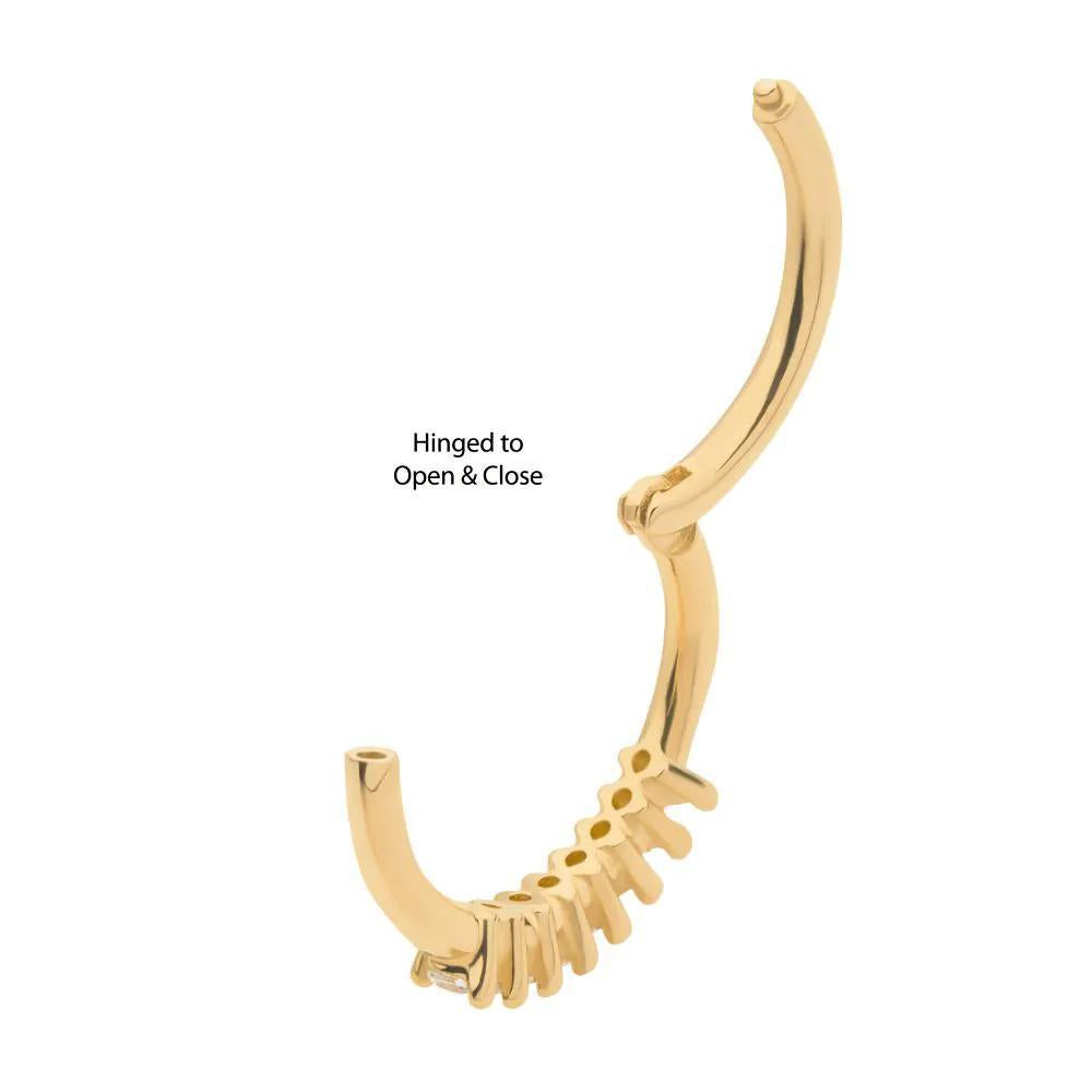 Invictus | 14k gold | 8 Cluster Prong Set Hinged Hoop | Cubic Zirconia