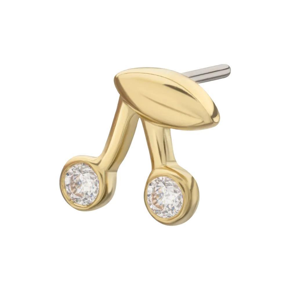 Invictus | 14k Gold| Threadless Double Gem Cherry Top | Cubic Zirconia