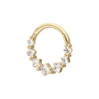 Invictus | 14k gold | Prong Princess Clear CZ Cluster Front Facing Hinged Hoop