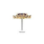 Invictus | 14k Gold | Threadless "Regalia Oval" Gem Flower Top | Cubic Zirconia