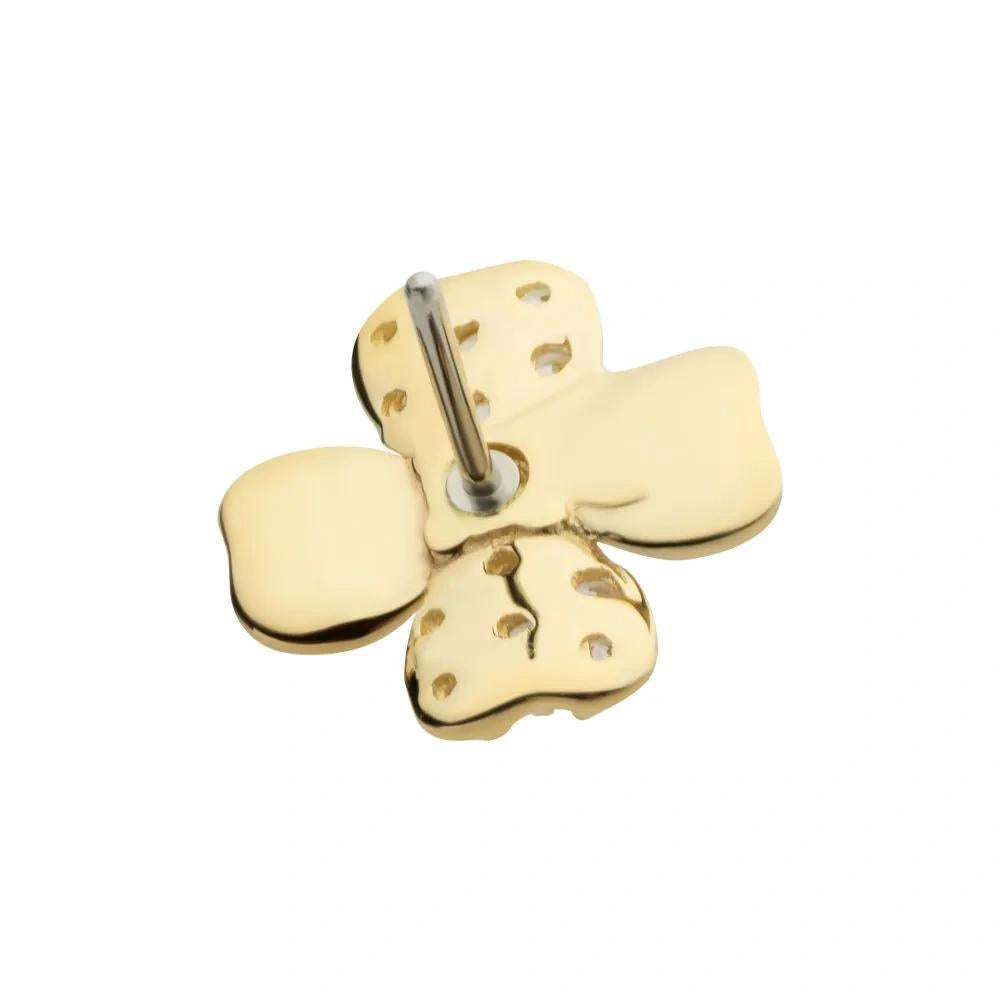 Invictus | 14k gold | 3D Clover | CZ