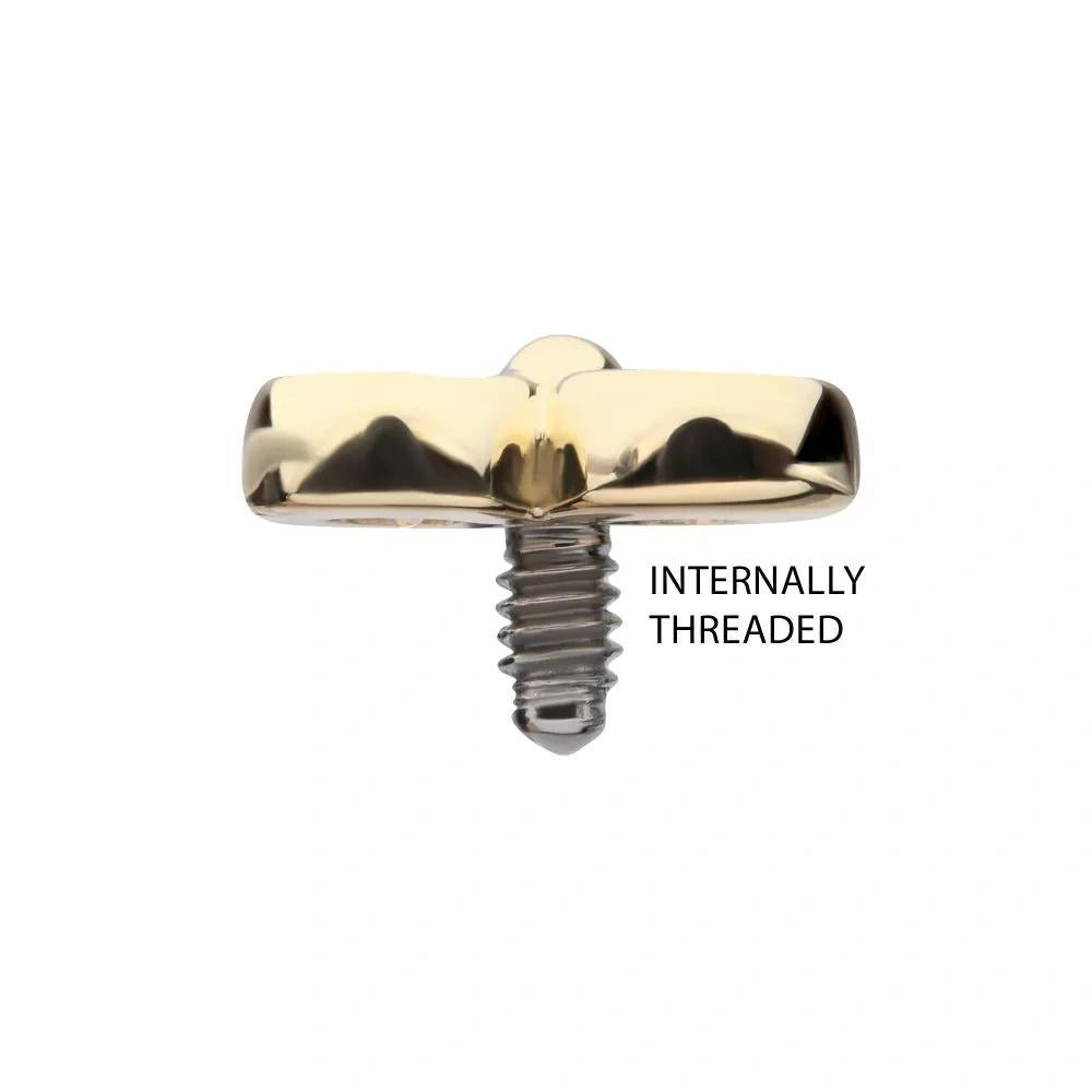 Invictus | 14k gold | 14g Dermal Top | Trinity Bezel Set CZ