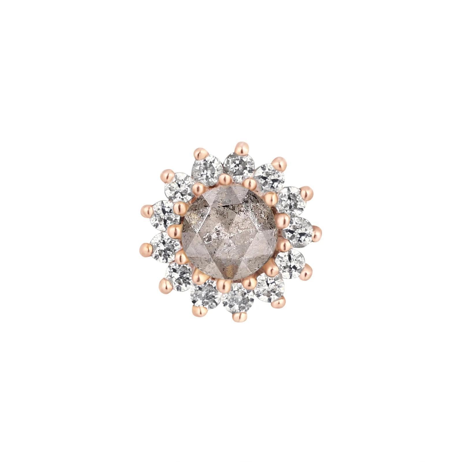 Buddha | 14k gold | Delphine | Grey Diamond + White Sapphire