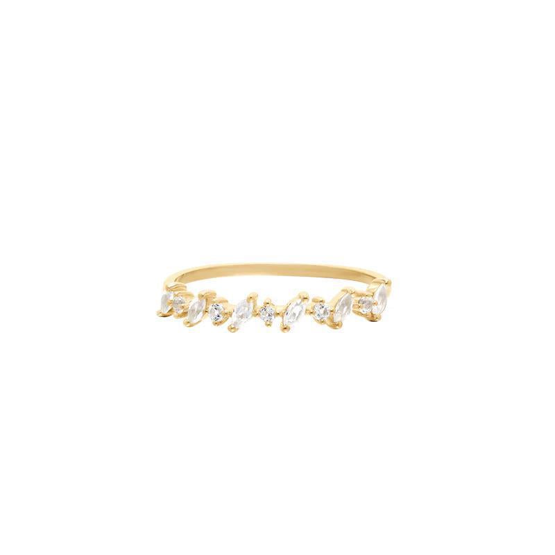 Buddha | 14k gold | RION x Buddha Isla Ring | Grey Diamonds + White Sapphire