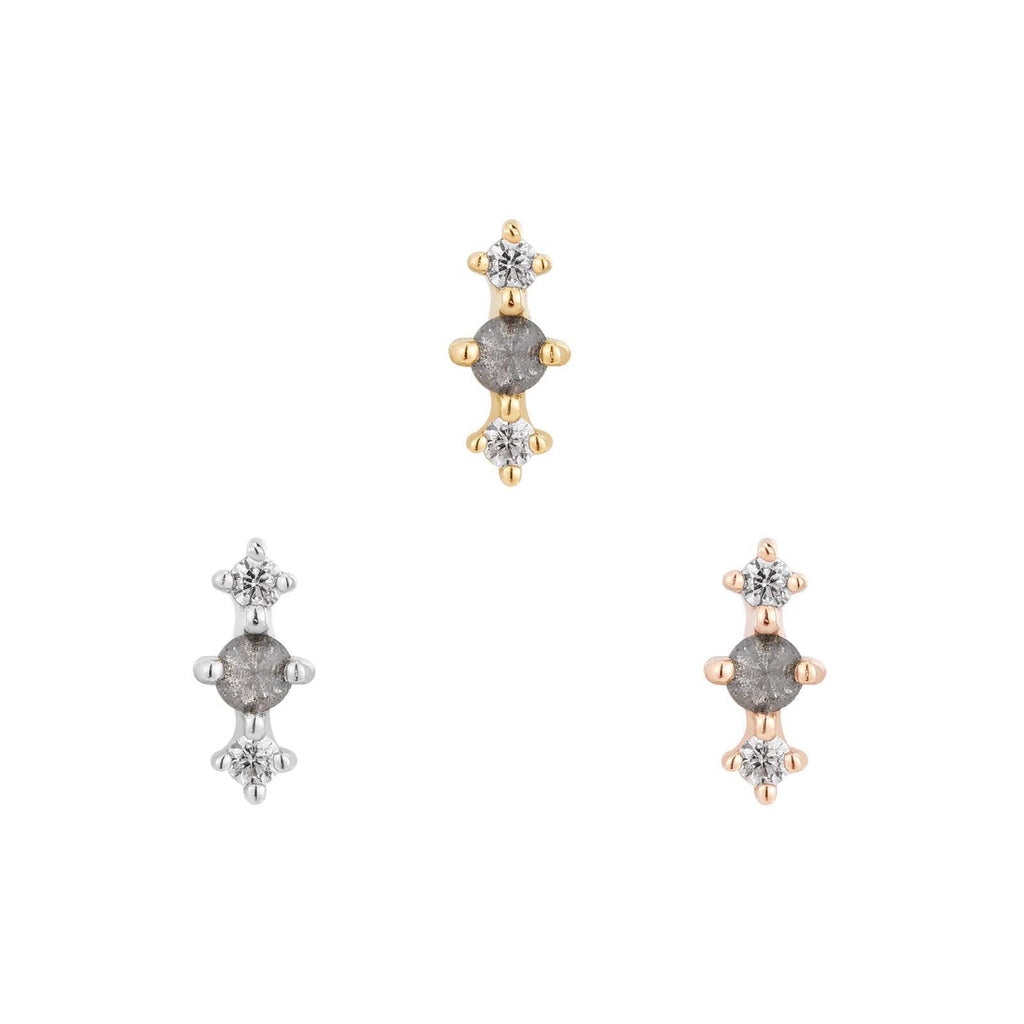 Buddha | 14k gold | Ghost Flower | Grey Diamond + CZ