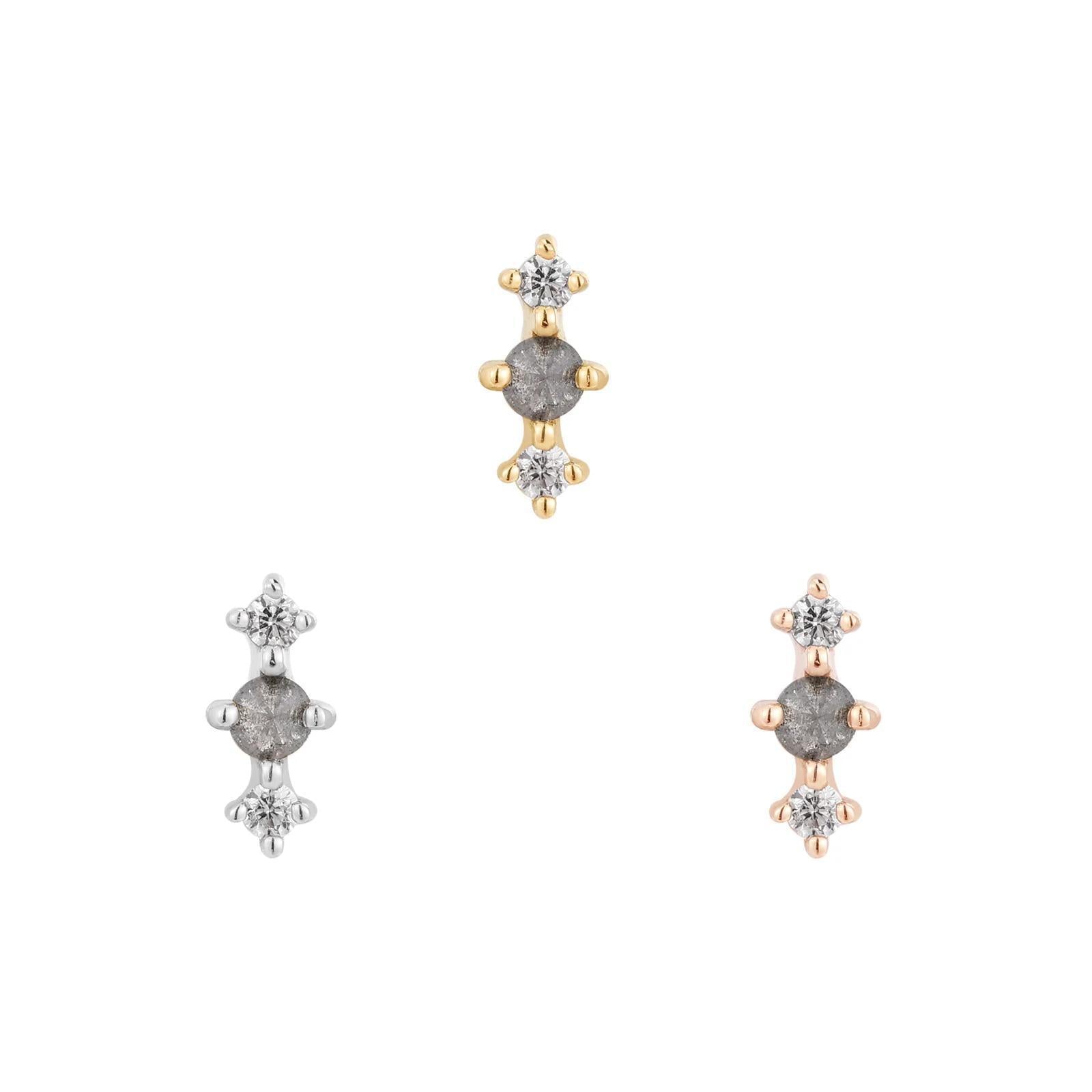 Buddha | 14k gold | Ghost Flower | Grey Diamond + CZ