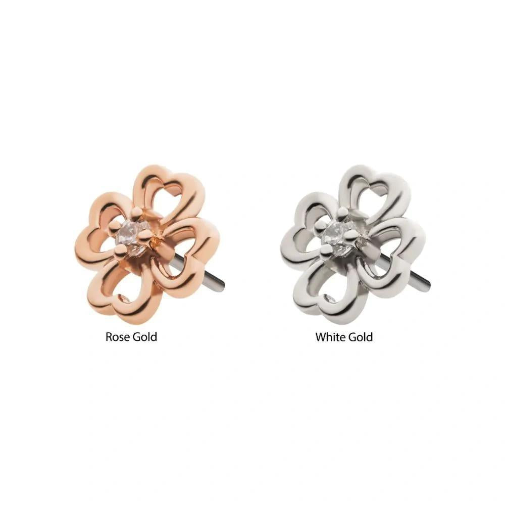 Invictus | 14k gold | Prong Set Clover |CZ