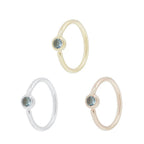Buddha | 14k gold | Fixed Bezel Bead Ring | Side Set Facing | 2mm London Blue Topaz