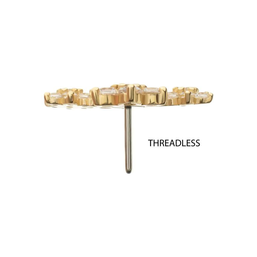 Invictus | 14k Gold | Threadless 6-Prong Gem Cluster Flower Top | Cubic Zirconia