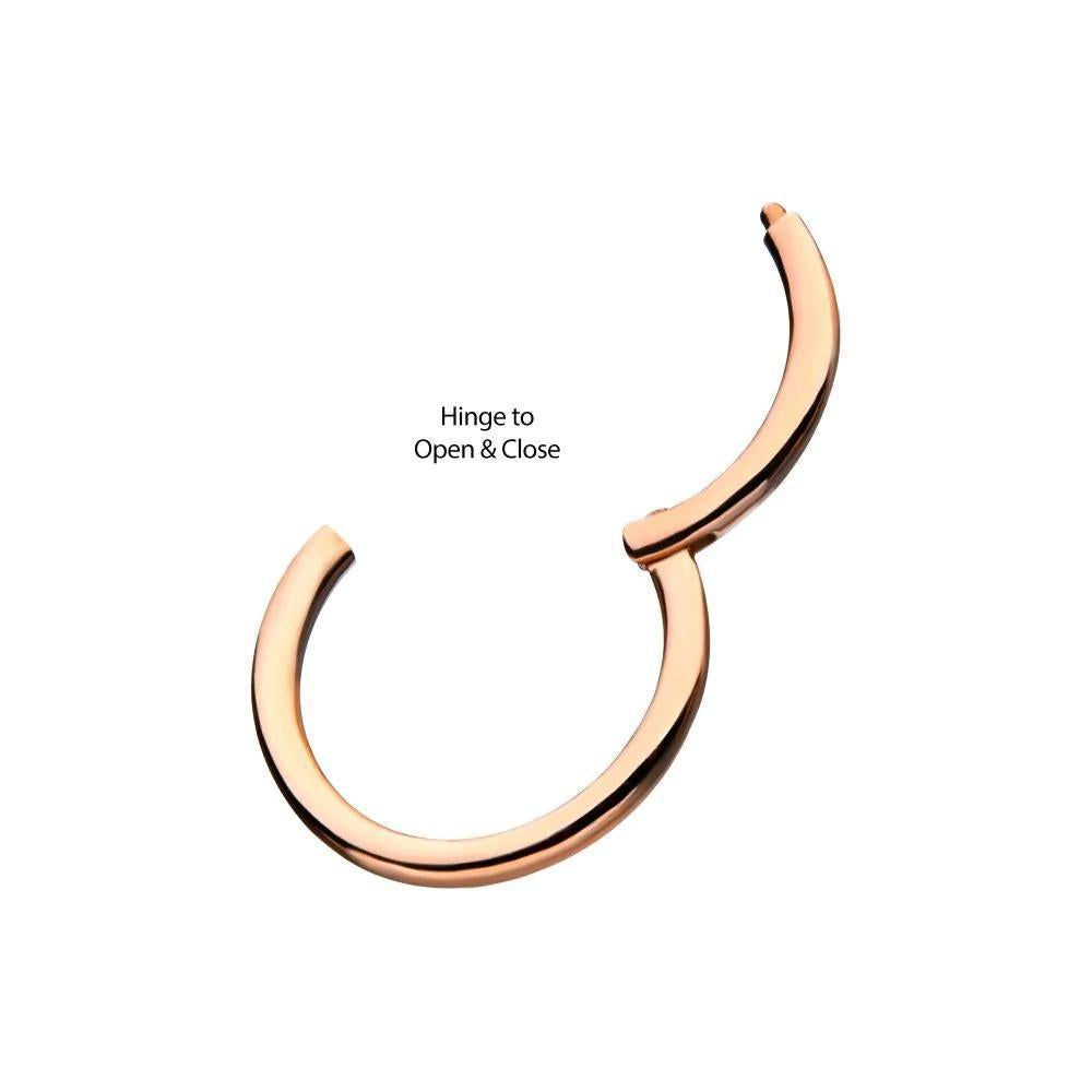 Invictus | 14k gold | Rose Gold Plain Hinged Hoop