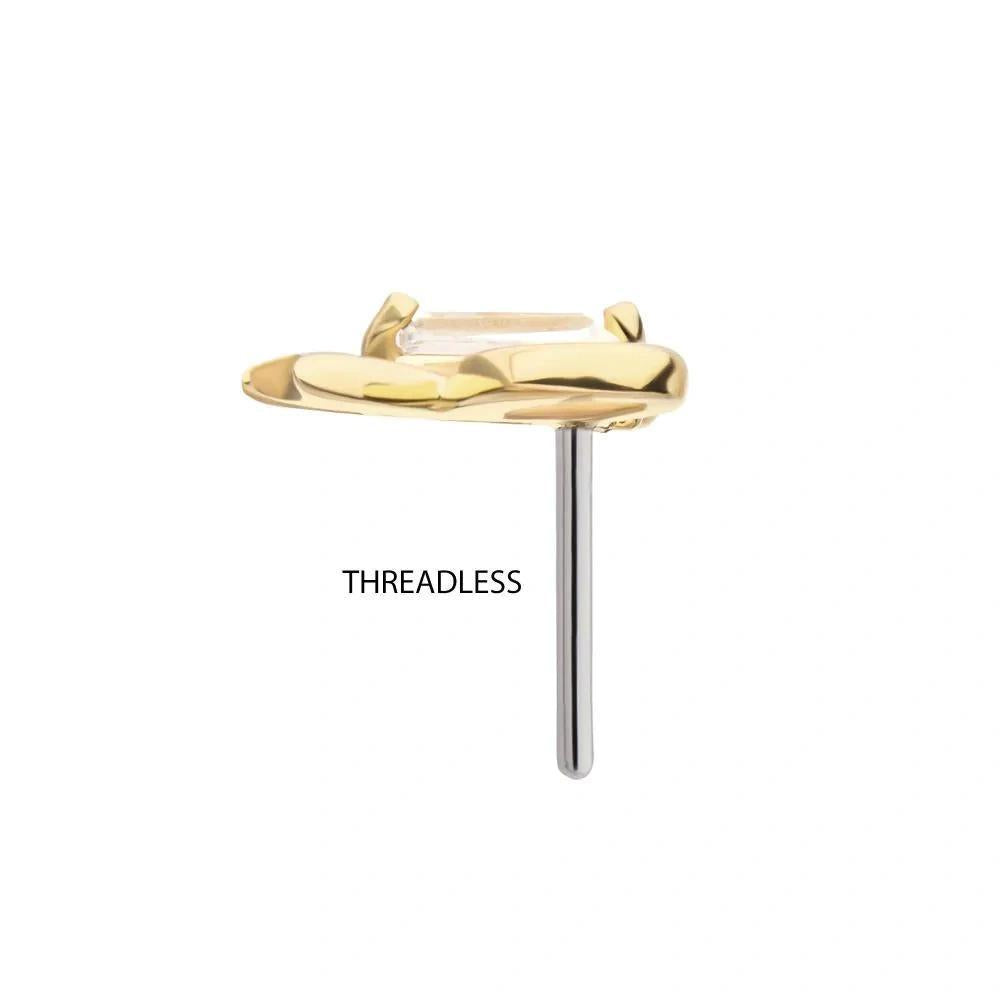 Invictus | 14k gold | Baguette Bow | CZ