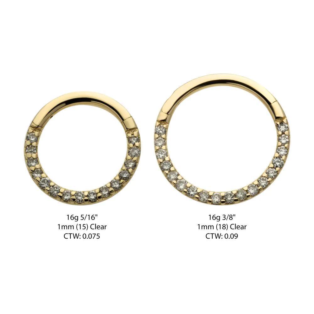 Invictus | 14k Gold | Eternity Style Prong Set Diamond Front Facing Hinged Clicker | Lab Grown Diamond