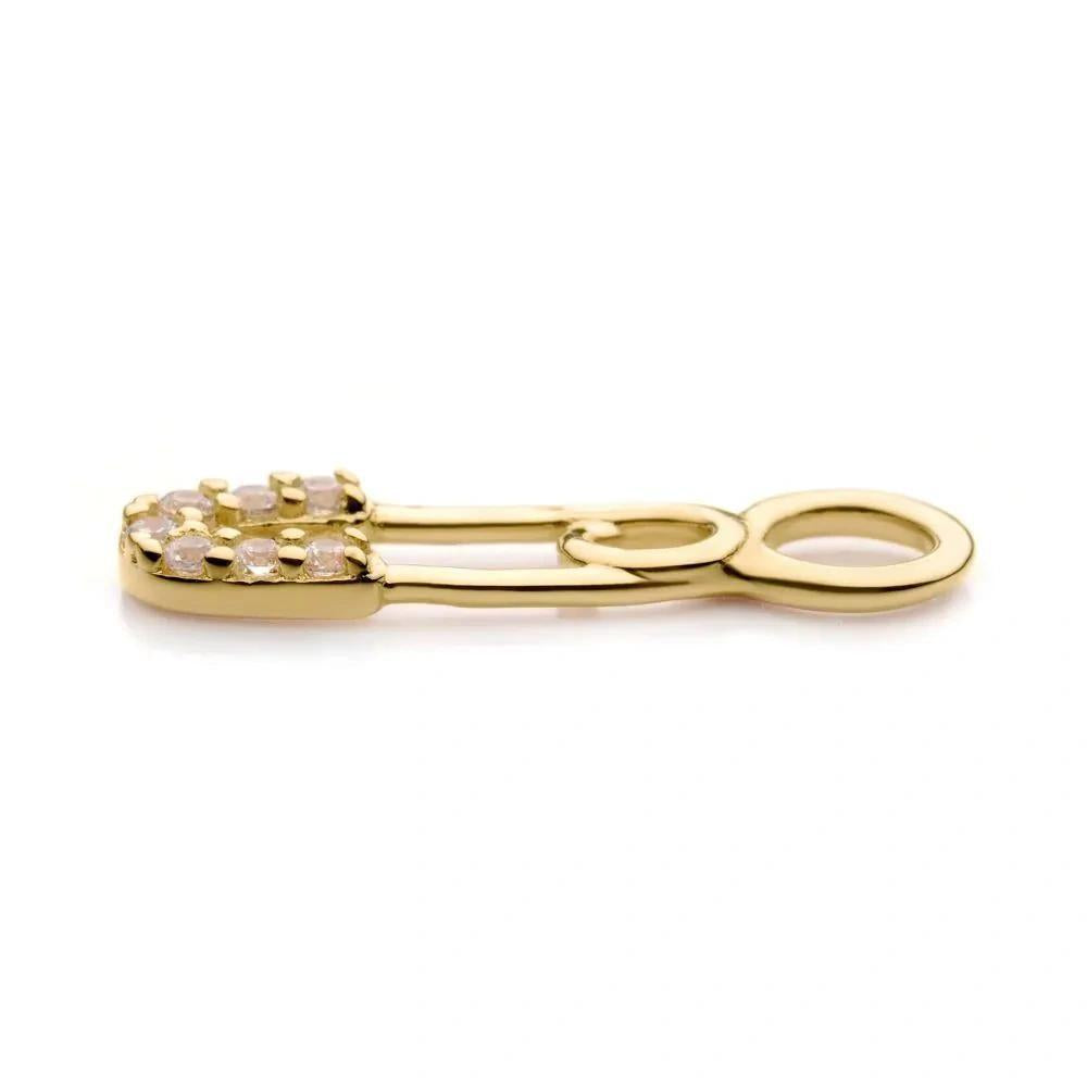 Invictus | 14k gold | Safety Pin Charm | CZ