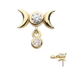 Invictus | 14k gold | Triple Moon with Dangle | CZ