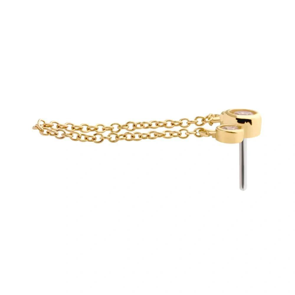 Invictus | 14k gold | Triple Bezel with Chain | CZ