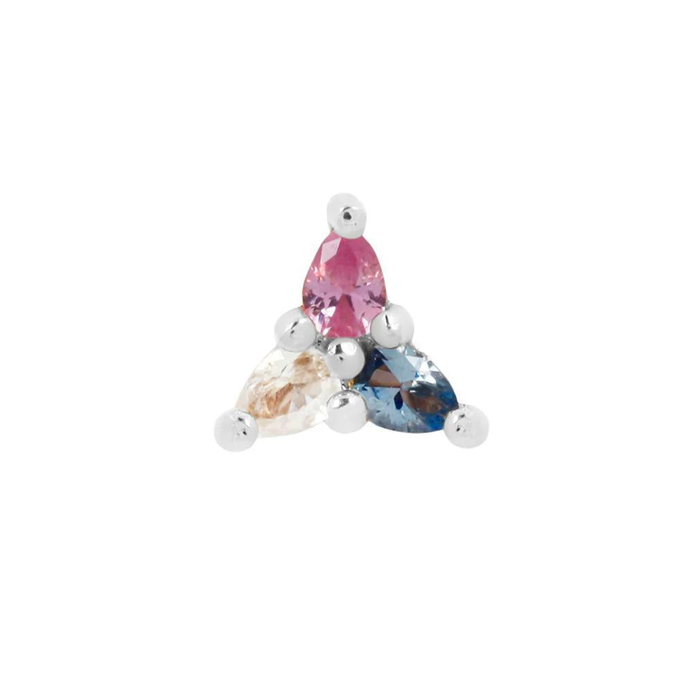 Buddha | 14k gold | 3 Little Pears | London Blue Topaz + White Topaz + Pink Sapphire