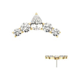Invictus | 14k gold | 5- Cluster Curved Bar with Tear Drop | CZ