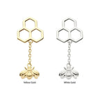 Invictus | 14k gold | Honeycomb with Bee Dangle